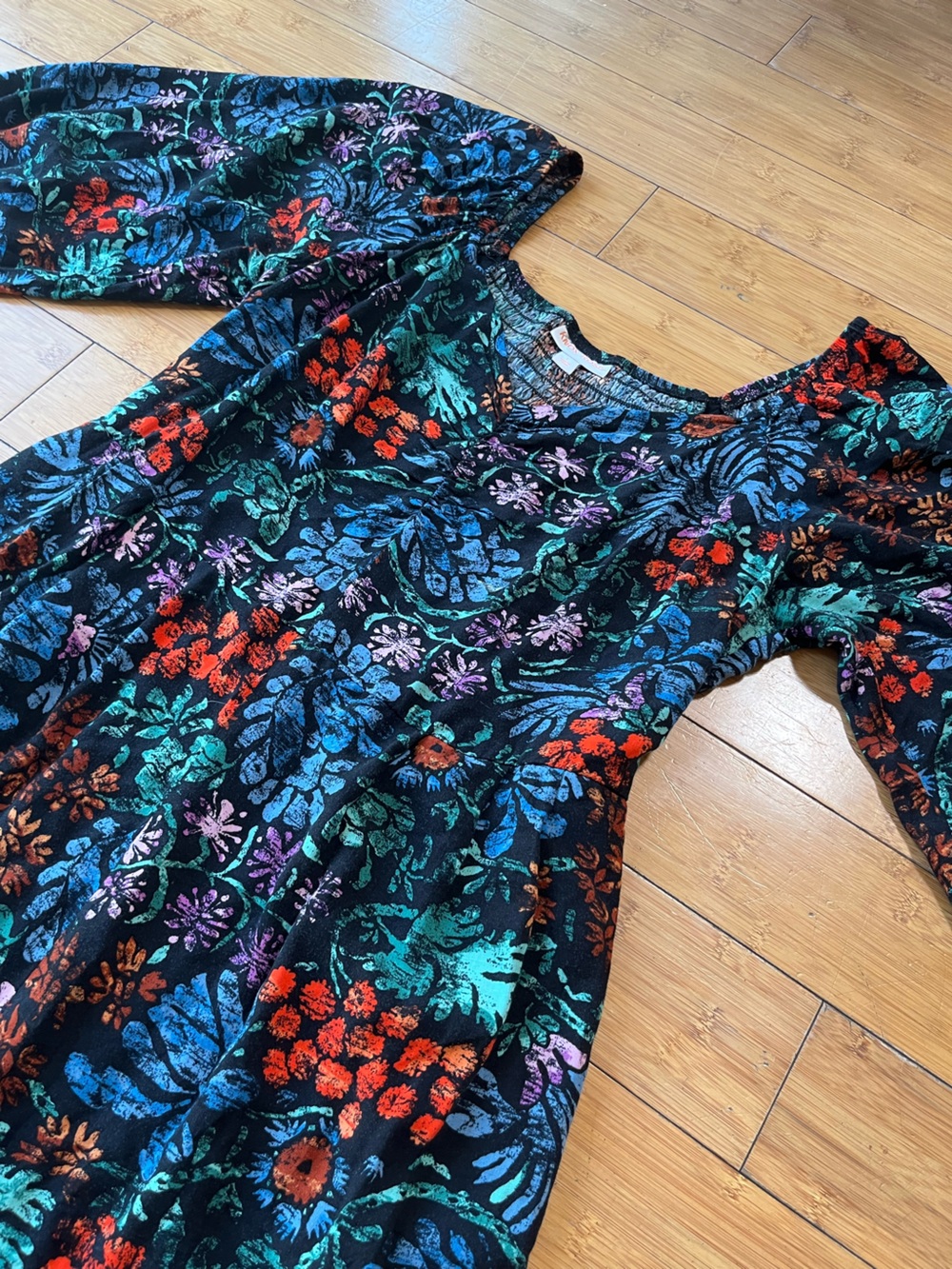 Knox Rose Black Botanical Print Boho 100% Rayon Wide-Leg Jumpsuit - Picture 5 of 15